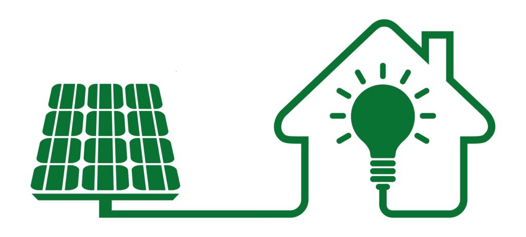 Grafik mit Solarpanel und Hausstromverbindung | elektrische Notheizung